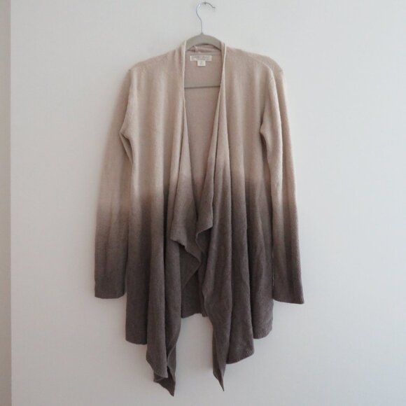 BAREFOOT DREAMS Cozy Chic Lite Ombre Calypso Wrap Open Front Cardigan Bamboo Tan - Picture 2 of 16
